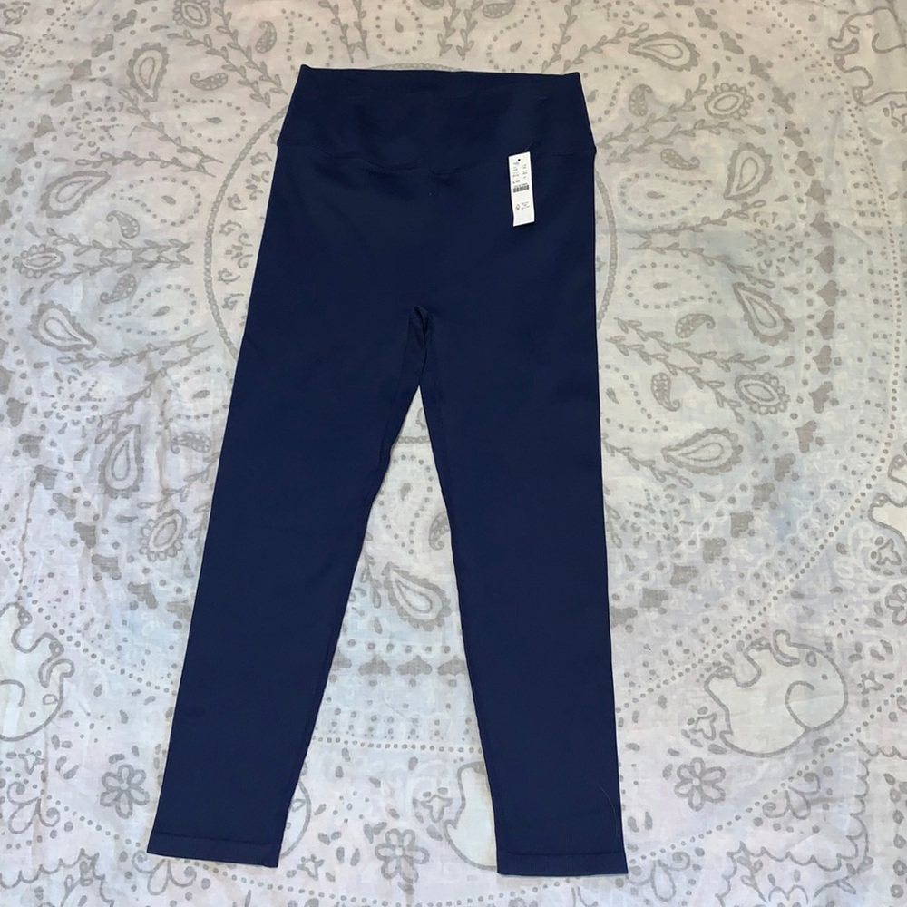 NWT J. Crew SculptStretch High-Rise Ribbed Leggings Mediterranean Navy